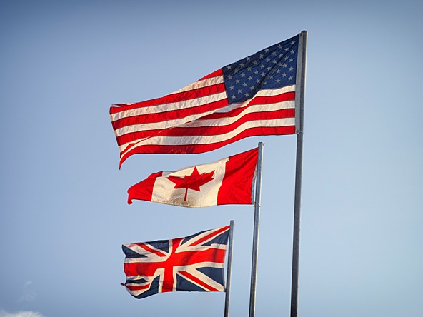 Flags of the UK, Canada and the US